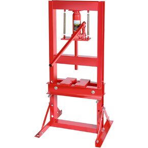 BIG RED T51201-1 H-Frame Hydraulic Garage/Shop Floor Press with Stamping Plates, 12 Ton (24,000 lb.) Capacity, Red