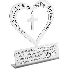 Gifts for 32nd Wedding Anniversary, Happy 32nd Anniversary Decorations for Couples, Parents, Husband, Wife, Friends, 32 Wonderful Years Keepsake Gifts for Her Him Desktop Decoration Sign - FSC094