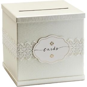 Ivory Wedding Card Box, Large 10x10 Elegant Gift Card Box Holder, Envelope Box for Graduation, Wedding Reception, Money, Communion, Bridal & Baby Shower, Anniversary, Baptism, Birthday Party, Sweet 16
