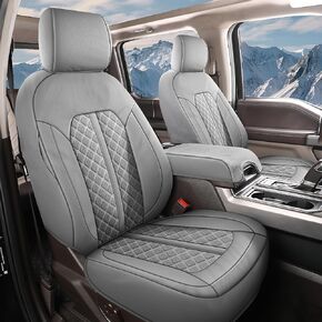 Tecoom Front & Rear Wrangler JK Seat Covers 4 Door Waterproof Leather Car Seat Cover Seat Cushion Protector Custom Fit for 2007-2017 Jeep Wrangler JK 4-Door Sahara Sport Rubicon Willys, Full Set, Grey