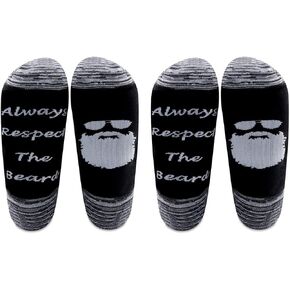 LEVLO Funny Beard Socks Men Gifts Always Respect The Beard Cotton Socks PaPa Uncle Grandpa Socks
