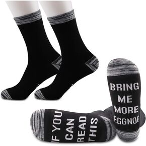 JXGZSO 2 Pairs Eggnog Lover Socks Eggnog Gift If You Can Read This Bring Me More Eggnog Socks