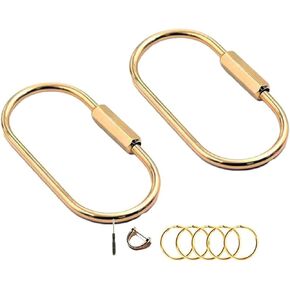 2 Pieces Brass Screw Lock Keychain,Carabiner Clip Hook Keychain Heavy Duty Car Key Organizer Buckle Key Ring Connector DIY Craft for Bags Purses Keychain Strap