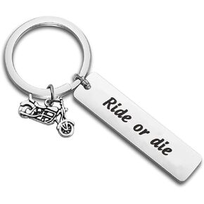 MYOSPARK Biker Ride Keychain Racer Adventure Gift Ride or Die Keychain Couples Gift