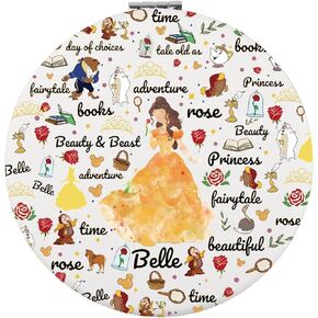 LQRI Fairy Tales Princess Merchandise Princess Belle Compact Mirror Fairy Tales Fans Gifts for Girls Beauty Beast Gift