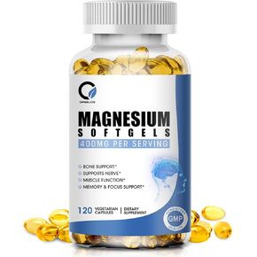 Magnesium Glycinate Capsules, High Absorption Magnesium Glycinate 400mg with Vitamin B6 & D3 Magnesium Complex Supplements Softgels for Muscle, Bone & Energy Support Non-GMO 120 Vegan Count