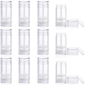 12 Pcs 30ml/1oz Clear Deodorant Containers Refillable Bottom Refilling Round Stick Plastic Twist Up Deodorant Bottles for DIY Chapstick Lip Balm Crayon
