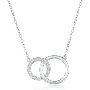 Lavari Jewelers 0.125 Carat Diamond Interlocking Circles Pendant Necklace for Women in Yellow Gold Plated 925 Sterling Silver on 18 Inch Chain with Spring Ring