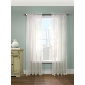 Loft Living Rhythm Rod Pocket European Style High Curtain Voile 104" x 63" in Eggshell