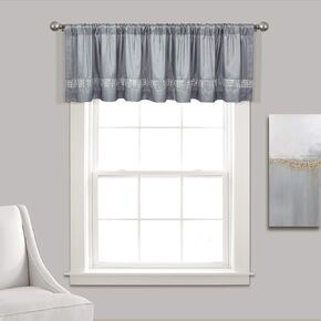 Lush Decor Night Sky Sequins Valance, Single, 84" W x 18" L, Gray & Silver - Extra Wide Curtain - Kitchen Curtain Valance - Modern Glam Decor - Bathroom Or Kitchen Valance For Windows