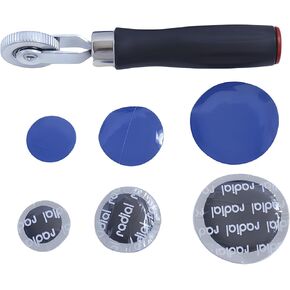 91Pcs Tire Patch Kit, 32mm 42mm 58mm Round Tire Patch and Tube Patch Tire Repair Tools Tire Patching Kit for Car Truck Bike Motorcycle Vehicle Puncture Repair with 1 Tire Patch Roller