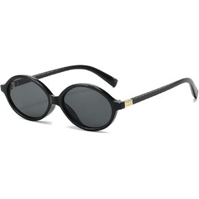 Gleyemor Retro Oval Sunglasses for Women and Men Small 90s Style Glasses