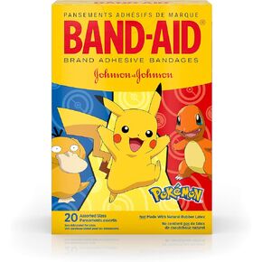 Band-aid Brand Kids Adhesive Bandages for Minor Cuts & Scrapes, Pokemon, Assorted Sizes, 20 Count (Pack of 24)