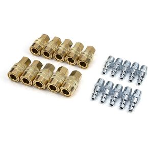 Steelman 99473-B 1/4" 20-Piece NPT Solid Brass Coupler and Steel Plug Pack
