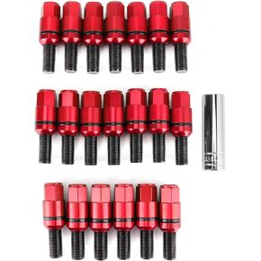 Fydun Wheel Lug Bolts, 20pcs M14x1.5mm Spline Tuner Wheel Nuts Aluminium Alloy Strengthen Screw Rod for A2 (red)