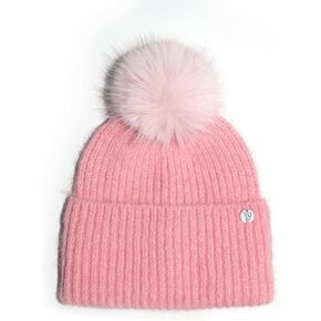 WKF Wool Blend Womens Winter Knitted Beanie Hat with Faux Fur Pom, Warm Knit Skull Cap Beanie for Women