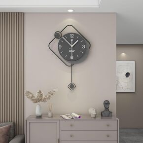 Large Wall Clock for Living Room Decor 16 Inch Metal Decorative Black Wall Clocks,Silent Non-Ticking Battery Operated Big Modern Wall Clock for Home,Bathroom,Bedroom Clock Wall Decor
