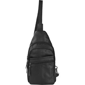ELIZO Real Leather Sling Bag – Real Full Grain Leather – Unisex Genuine Leather Crossbody Bags for Women and Men