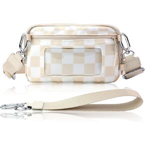 Crossbody Key Bag with ID Window, RFID Blocking Nylon Small cellphone Wallet, Transparent Slot for Easy Access in Saudi Arabia