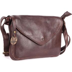Genuine Italian Leather Small Crossbody Sling Bag RFID Protected Trendy Casual Office with Adjustable Strap