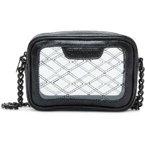 Steve Madden Bjelly Clear Quilted Stitch Camera Bag, Black