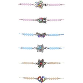 6 Pcs Rakhi Bracelet for Brother Sister Bhabhi Rakhi Bracelet Set Rakhee for Brother Braceles Rakhi Thread Bracelets with Elephant Butterfly Charm Bhaiya Traditional Bracelet Rakhi Jewelry Gift