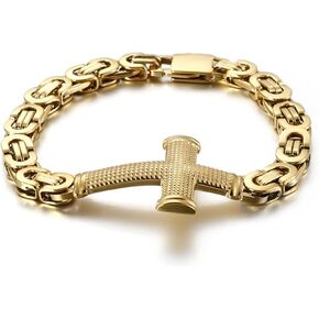 Cross Bracelet for Men 316L Stainless Steel Religious Christian Chain Bracelet Jewelry Gifts for Men