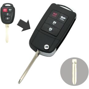 SEGADEN Modified Upgraded Flip Key Shell Compatible with Toyota 4 Button Keyless Entry Remote Key Case Fob SS434A