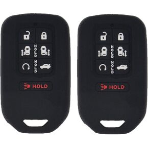 LemSa 2Pcs Rubber Silicone Key Fob Cover Remote Keyless Protector Bag Holder for Honda Odyssey Elite Ex 2018 2019 2020 KR5V1X KR5V2X, Black/Red