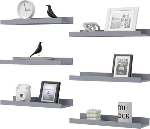Floating Shelves Set of 6, Black Wall Shelves with Lip, Display Shelves for Wall Decor, Modern Picture Ledge for Living Room, Bedroom, Nursery, Bathroom, Pictures, Books, Plants- Black in Saudi Arabia