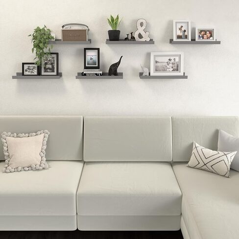 Floating Shelves Set of 6, Black Wall Shelves with Lip, Display Shelves for Wall Decor, Modern Picture Ledge for Living Room, Bedroom, Nursery, Bathroom, Pictures, Books, Plants- Black in Saudi Arabia