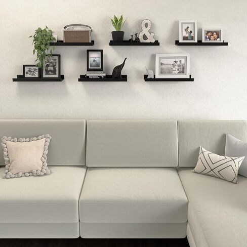 Floating Shelves Set of 6, Black Wall Shelves with Lip, Display Shelves for Wall Decor, Modern Picture Ledge for Living Room, Bedroom, Nursery, Bathroom, Pictures, Books, Plants- Black in Saudi Arabia