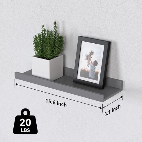 Floating Shelves Set of 6, Black Wall Shelves with Lip, Display Shelves for Wall Decor, Modern Picture Ledge for Living Room, Bedroom, Nursery, Bathroom, Pictures, Books, Plants- Black in Saudi Arabia