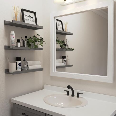 Floating Shelves Set of 6, Black Wall Shelves with Lip, Display Shelves for Wall Decor, Modern Picture Ledge for Living Room, Bedroom, Nursery, Bathroom, Pictures, Books, Plants- Black in Saudi Arabia