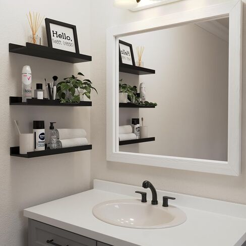 Floating Shelves Set of 6, Black Wall Shelves with Lip, Display Shelves for Wall Decor, Modern Picture Ledge for Living Room, Bedroom, Nursery, Bathroom, Pictures, Books, Plants- Black in Saudi Arabia