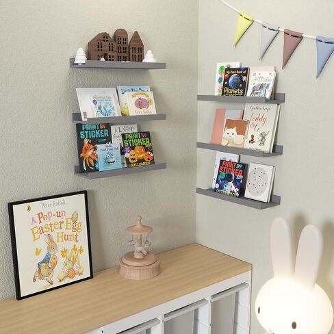 Floating Shelves Set of 6, Black Wall Shelves with Lip, Display Shelves for Wall Decor, Modern Picture Ledge for Living Room, Bedroom, Nursery, Bathroom, Pictures, Books, Plants- Black in Saudi Arabia