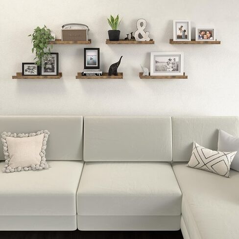 Floating Shelves Set of 6, Black Wall Shelves with Lip, Display Shelves for Wall Decor, Modern Picture Ledge for Living Room, Bedroom, Nursery, Bathroom, Pictures, Books, Plants- Black in Kuwait