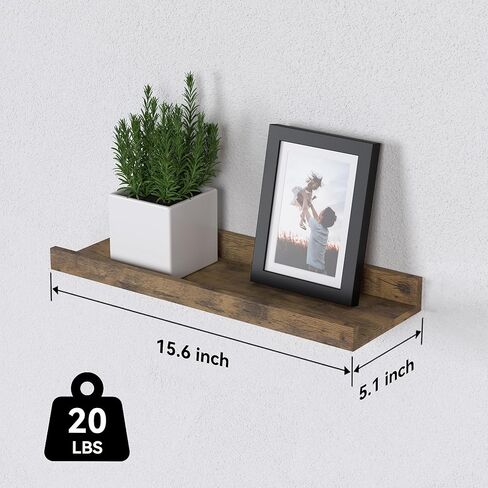 Floating Shelves Set of 6, Black Wall Shelves with Lip, Display Shelves for Wall Decor, Modern Picture Ledge for Living Room, Bedroom, Nursery, Bathroom, Pictures, Books, Plants- Black in Kuwait