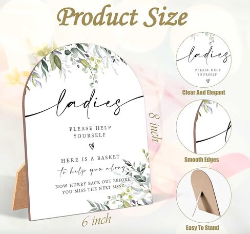 2 Pack Greenery Bathroom Basket Ladies & Gents Signs For Wedding, Wedding Ceremony Sign, 6 x 8 Inch Arch Wooden Tabletop Sign with Stand, Wedding Reception Decoration, Wedding Party Supplies (PZ12) in Saudi Arabia
