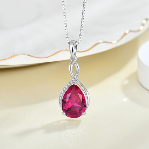 Birthstone Necklace for Women 925 Sterling Silver Infinity Pendant Necklaces Anniversary Christmas Birthday Jewelry for Her in Kuwait