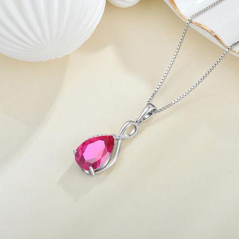 Birthstone Necklace for Women 925 Sterling Silver Infinity Pendant Necklaces Anniversary Christmas Birthday Jewelry for Her in Kuwait