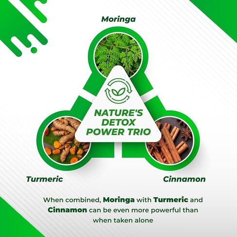 Moringa 8,000mg 12-in-1 Supplement with Turmeric Cinnamon Quercetin Ashwagandha Ginger Boswellia Nettle Saffron Tart Cherry Garlic - Made in The USA in Saudi Arabia