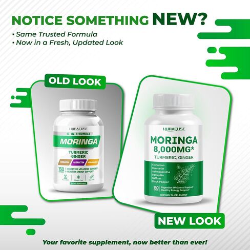 Moringa 8,000mg 12-in-1 Supplement with Turmeric Cinnamon Quercetin Ashwagandha Ginger Boswellia Nettle Saffron Tart Cherry Garlic - Made in The USA in Saudi Arabia