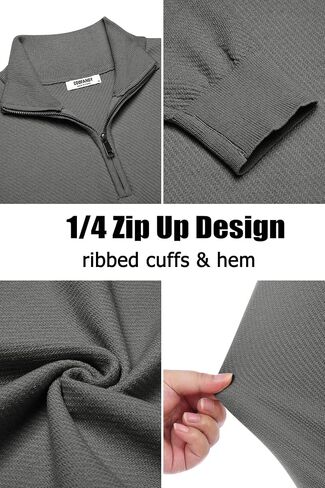 COOFANDY Men's Quarter Zip Up Sweaters Slim Fit Casual Long Sleeve Knitted Mock Neck Pullover Sweaters in Saudi Arabia
