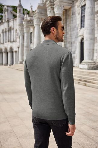 COOFANDY Men's Quarter Zip Up Sweaters Slim Fit Casual Long Sleeve Knitted Mock Neck Pullover Sweaters in Saudi Arabia