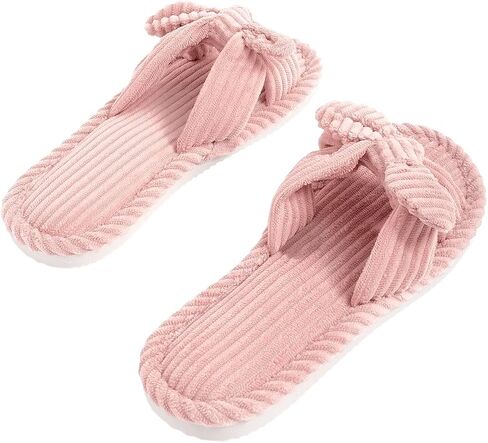 Verdusa Women's Bowknot Corduroy Bedroom Slippers Memory Foam House Slide Slipper in Saudi Arabia
