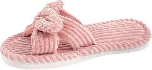 Verdusa Women's Bowknot Corduroy Bedroom Slippers Memory Foam House Slide Slipper in Saudi Arabia