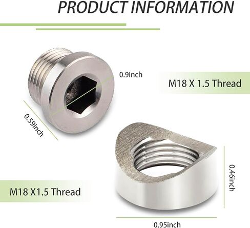 4 قطع من قاعدة مستشعر السيارة، M18 x 1.5 من الفولاذ المقاوم للصدأ المقاوم للصدأ ومقاوم لدرجات الحرارة العالية، قابس صواميل لحام من النوع المسنن، أجهزة قاعدة تركيب مستشعر من النوع المسنن، عالمية للسيارات (فضي) in Kuwait