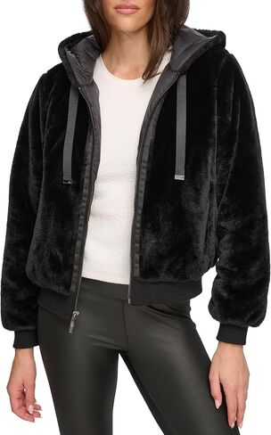 Andrew Marc womens Faux Fur Zip Up Hoodie in Saudi Arabia
