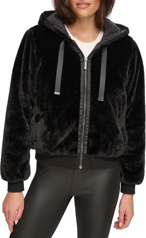 Andrew Marc womens Faux Fur Zip Up Hoodie in Saudi Arabia